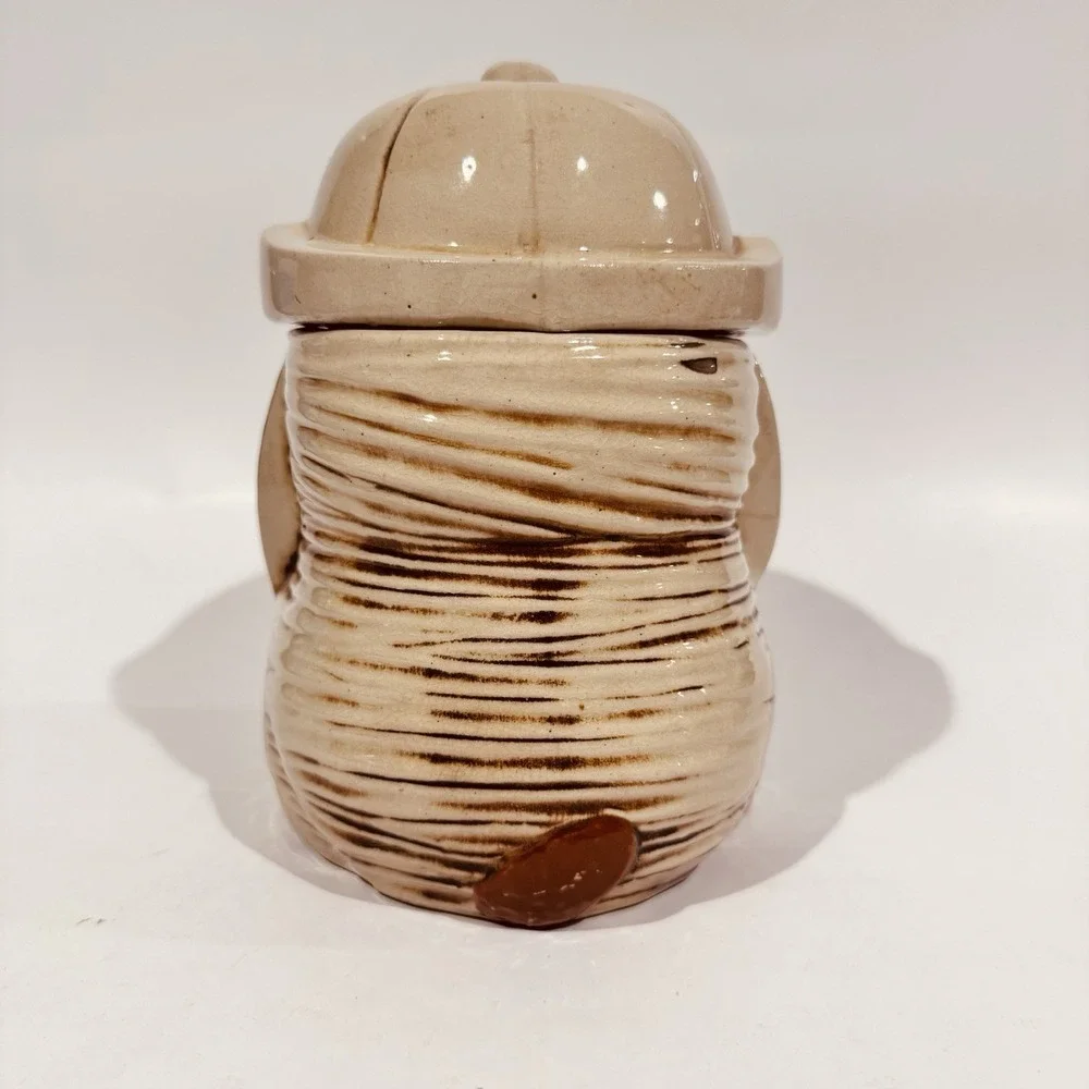 Vintage 70s Mount Clemens Art Pottery Dog Cookie Jar W Hat Lid‎ USA